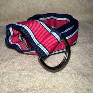 NWOT Women’s Size Small LL Bean Double Buckle Pink/Blue Stripe 100% Poly Belt